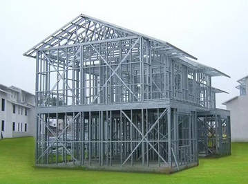 Light gauge steel frame erected on site